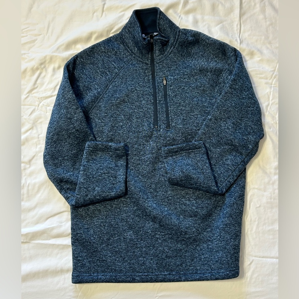 Eddie Bauer Mens Quarter Zip Heathered Blue Fleece Pullover size Medium